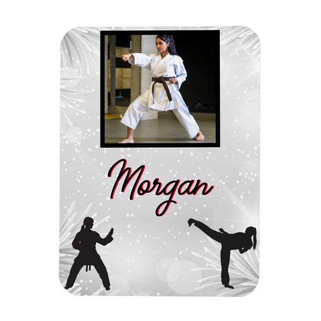 Ímã Karate Winter Wonder Personalised Photo & Name (Vertical)