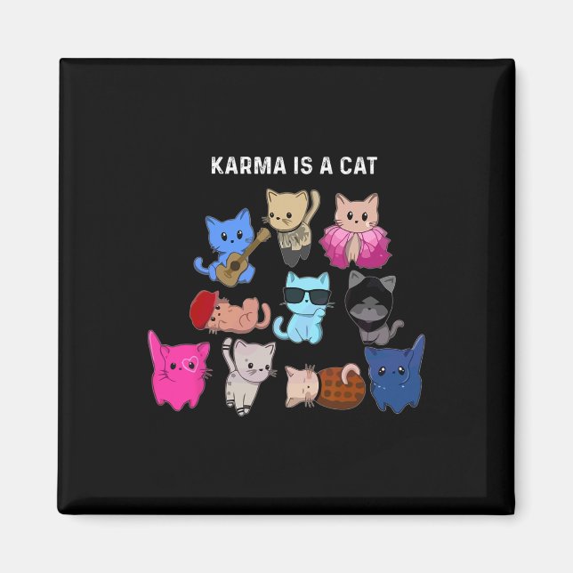 Imã Karma É Um Gato Engraçado Pássaros De Gato (Frente)