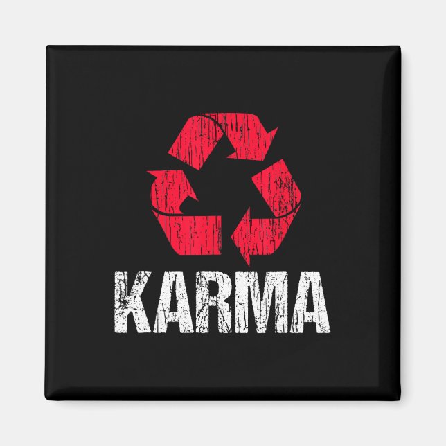 Imã Karma Earth Day Reciclagem com símbolo de Reciclag (Frente)