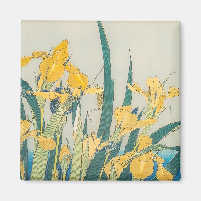 Imã Katsushika Hokusai - Gafanhoto e Iris (Frente)