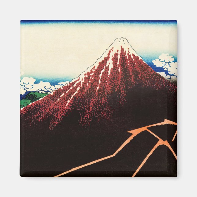 Imã Katsushika Hokusai - Relâmpagos abaixo do cume (Frente)