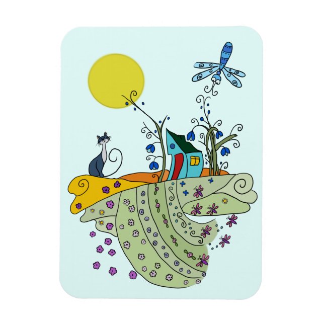 Ímã Katze mit Haus (Vertical)