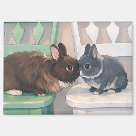 Imã Kawaii Anime Two Bunnies  Cute Magnet