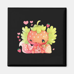 Imã Kawaii Axolotl Strawberry Milk Shake Anim Japonês