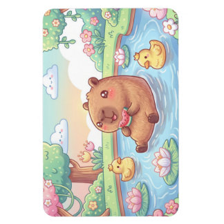 Ímã Kawaii capy in a pond