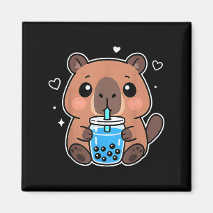 Imã Kawaii Capybara Boba Bebe Boné de Animação Japonês