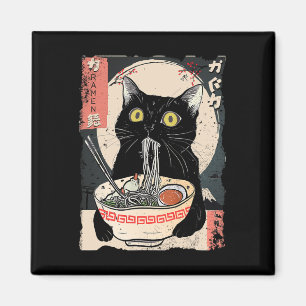 Imã Kawaii Cat Comendo Ramen Noodles Engraçado Anime G
