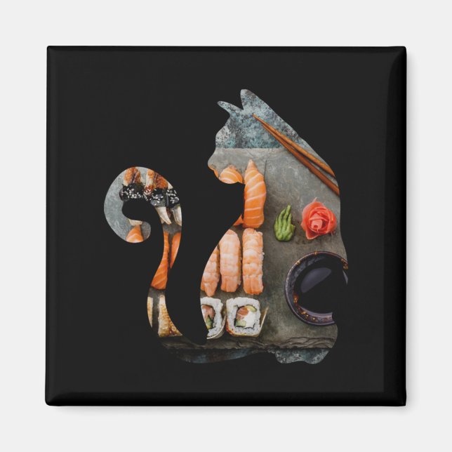 Imã Kawaii Cat Eating Ramen Noodles Japonês Comida Ani (Frente)