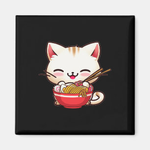 Imã Kawaii Cat Ramen Adora Comida Japonesa Engraçada A