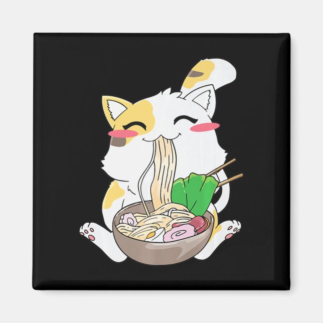 Imã Kawaii Cat Ramen Anime Comida Japonesa Garota-Pres (Frente)