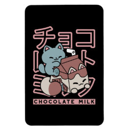 Ímã Kawaii Cat with Chocolate Milk – Japanese Pop Art