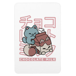 Ímã Kawaii Cat with Chocolate Milk – Japanese Pop Art