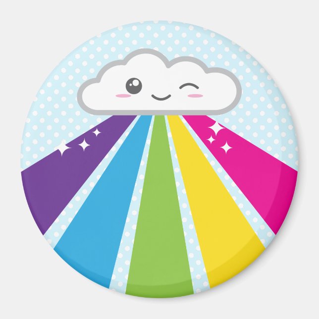 Imã Kawaii Cloud e Rainbow Magnet (Frente)