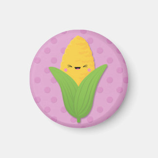 Imã Kawaii Corn no Cob em Bolinhas Roxas