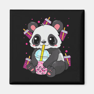 Imã Kawaii Cute Anime Panda Boba Bubble Tea Otaku Men