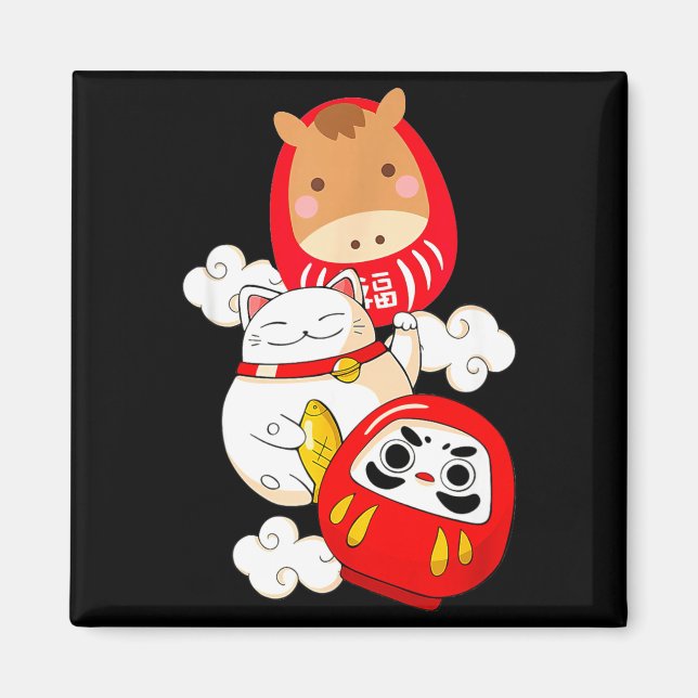 Imã Kawaii Daruma Japanese New Year 2026 Year Of The H (Frente)