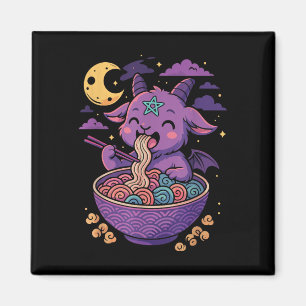 Imã Kawaii Demon Ramen Noodles Goat Pentagram Pastel B