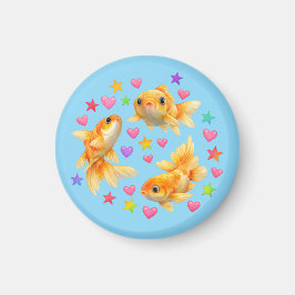 Imã kawaii fofo y2k peixe dourado arco-íris