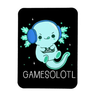 Ímã Kawaii Gamesolotl Axolotl Gamer
