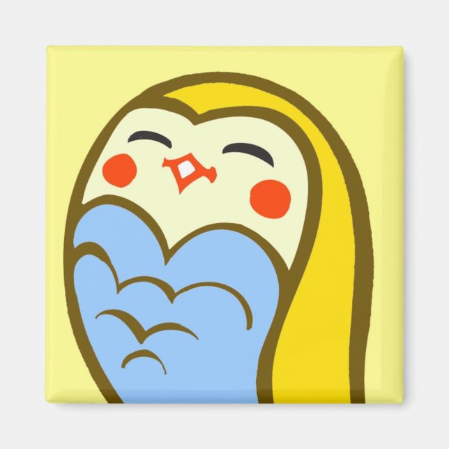 Imã Kawaii Happy Owl (Frente)