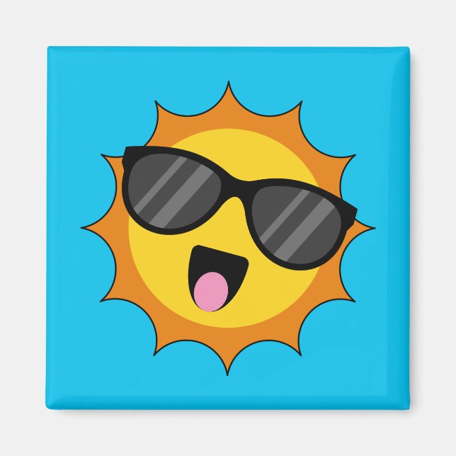 Imã Kawaii Happy Sun com óculos escuros (Frente)