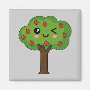 Imã Kawaii Happy Winking Apple Tree