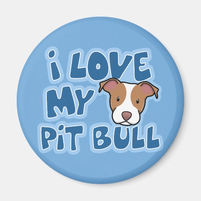 Imã Kawaii I Love My Pit Bull (Frente)