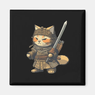 Imã Kawaii Japanese Style Samurai Cat Anime 