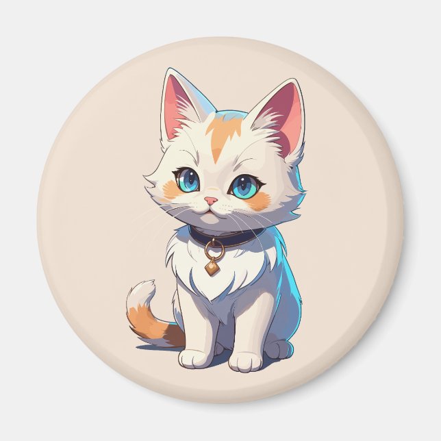 Imã Kawaii Kitten com Feline Charm (Frente)