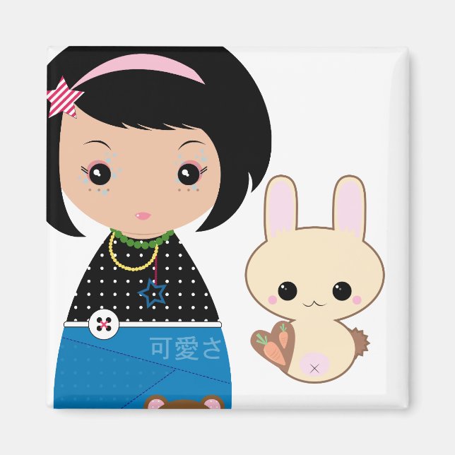 Imã Kawaii Kokeshi Magnet (Frente)