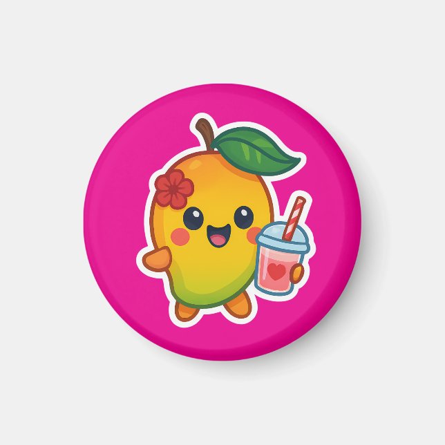 Imã Kawaii Mango - Fruta doce com Heart Smoothi (Frente)