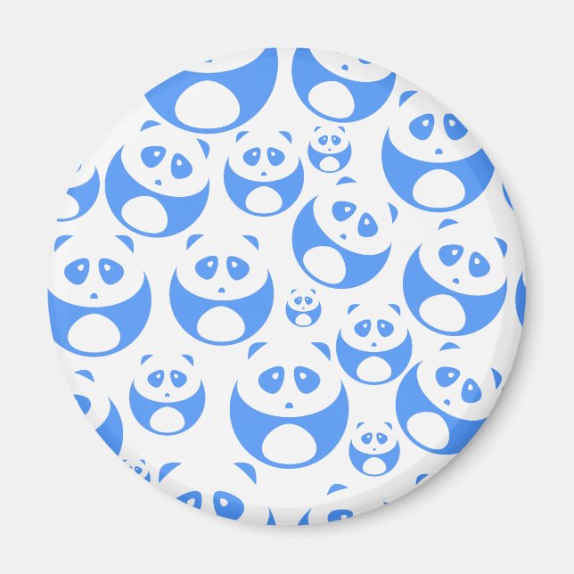 Imã Kawaii Panda Baby Blue and WhitePattern (Frente)