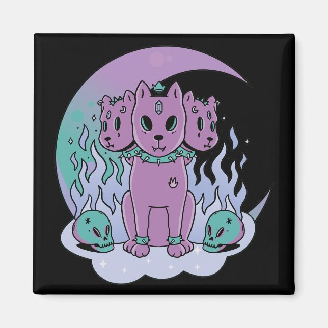 Imã Kawaii Pastel Cores Góticos Góticos Cães Góticos (Frente)