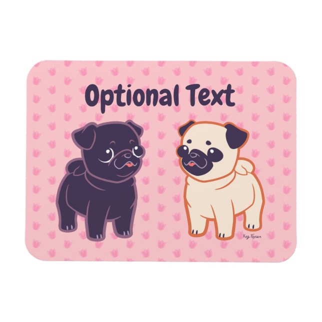 Ímã Kawaii Pug (Horizontal)