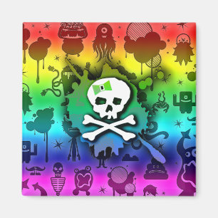 Imã Kawaii Rainbow Skull