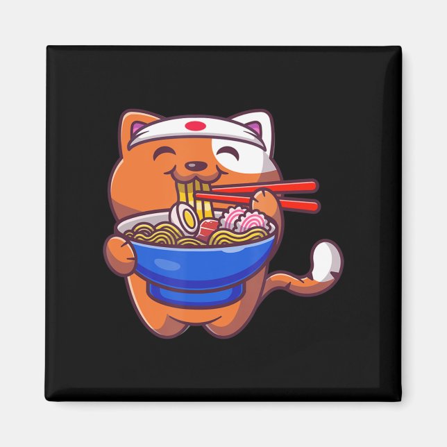 Imã Kawaii Ramen Cat Anime Comida Japonesa Adolescente (Frente)