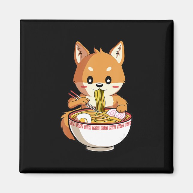 Imã Kawaii ramen shiba inu | presente de amante de mac (Frente)