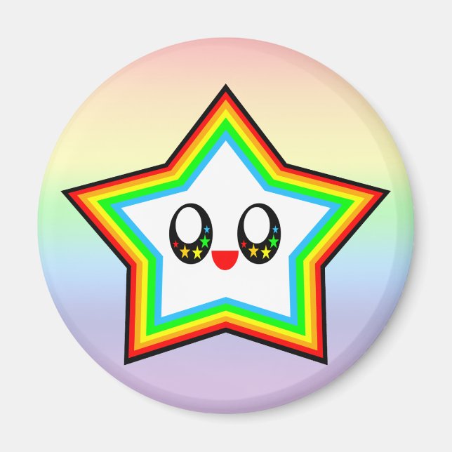 IMÃ KAWAII STAR RAINBOW FELIZ ROSTO SORTE (Frente)