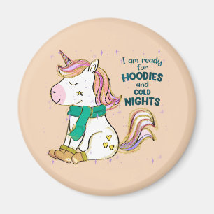 Imã Kawaii Unicorn   Inverno e Hoodies