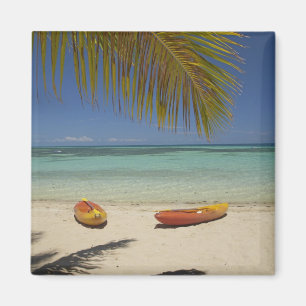 Imã Kayaks na praia, estância de Plantation Island