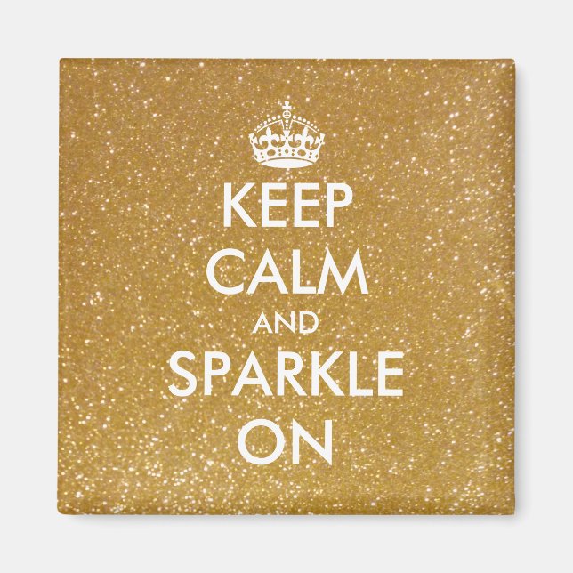 Imã Keep calm and sparkle on gold glitter bulk magnets (Frente)