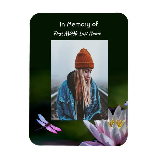 Ímã Keepsaara Memorial Dragonfly Lotus Flower (Vertical)