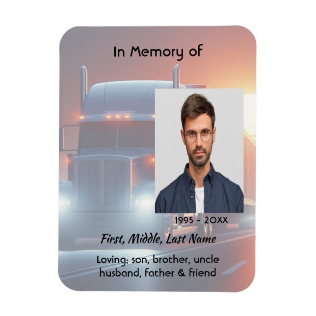 Ímã Keepsake Memorial Semi-Truck Tractor-trailer  (Vertical)