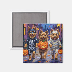Imã Keeshond Pedindo Doces em Fantasias de Halloween
