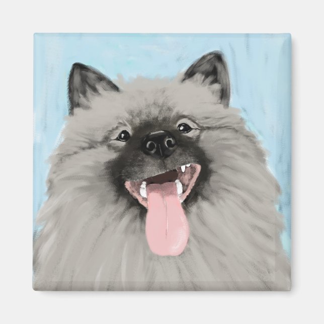 Imã Keeshond sorridente (Frente)