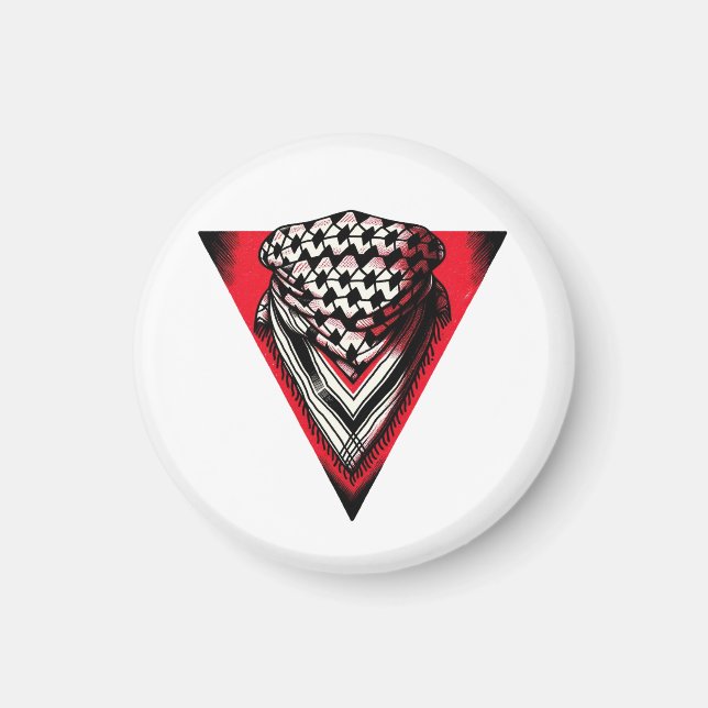 Imã Keffiyeh do Triângulo Vermelho Invertido (Frente)