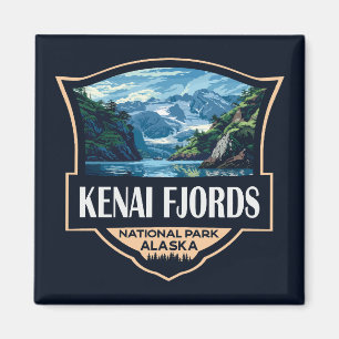 Imã Kenai Fjords National Park Ilustration Retro Art