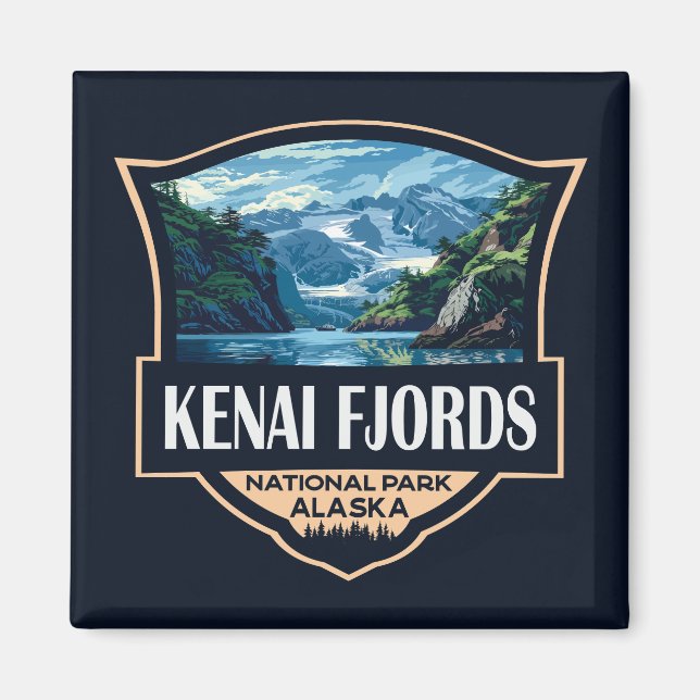 Imã Kenai Fjords National Park Ilustration Retro Art (Frente)