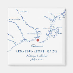 Imã Kennebunkport Maine Map Weding Favor