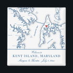 Imã Kent Island Map Destination Wedding Favor<br><div class="desc">Encomendamento rápido e fácil! Estes ímãs do mapa do Kent Island MD fazem favores de casamento do Kent Island excelente para incluir nas bolsas de boas-vindas do seu destino em Maryland. Mova o coração clicando em "Editar usando a ferramenta design" em "Personalizar". Este elegante mapa de Kent Island favorito para...</div>